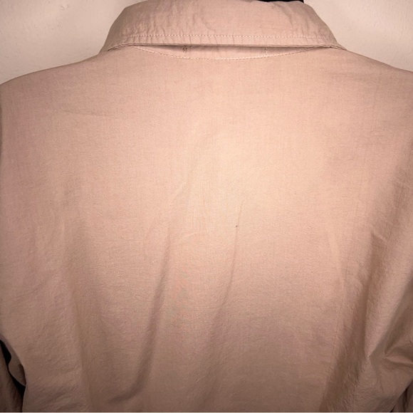 New XS Stateside Beige Tan Cotton Button Up Shirt Womens Neutral Lightweight - Picture 9 of 15
